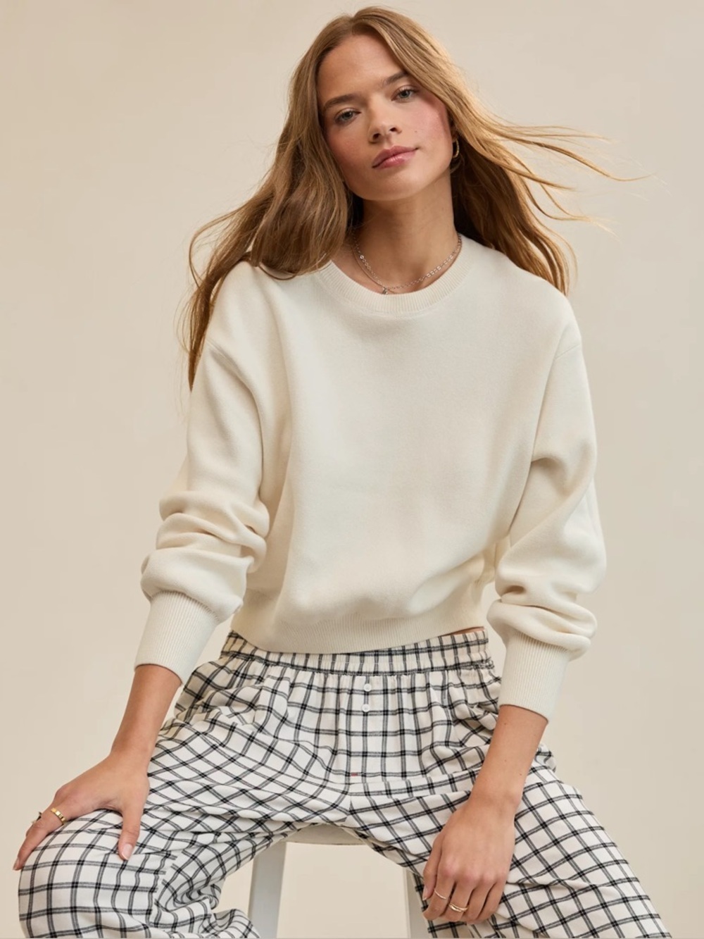 Aerie Cream Crewneck Sweatshirt